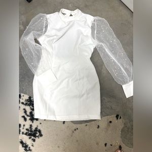 Main Strip White Pearl Dress